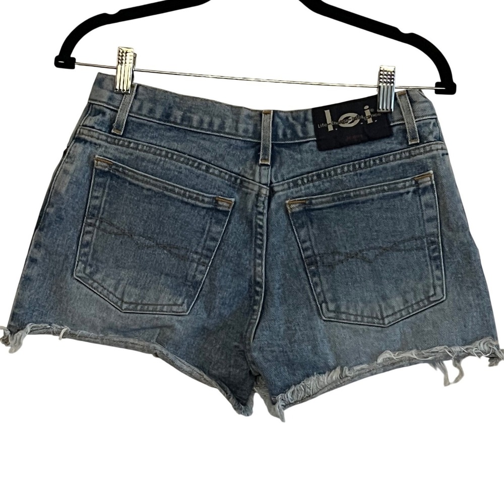 L.E.I. Vtg Y2K High Waisted Denim Cutoff Shorts Medium Wash Blue Womens Size 9